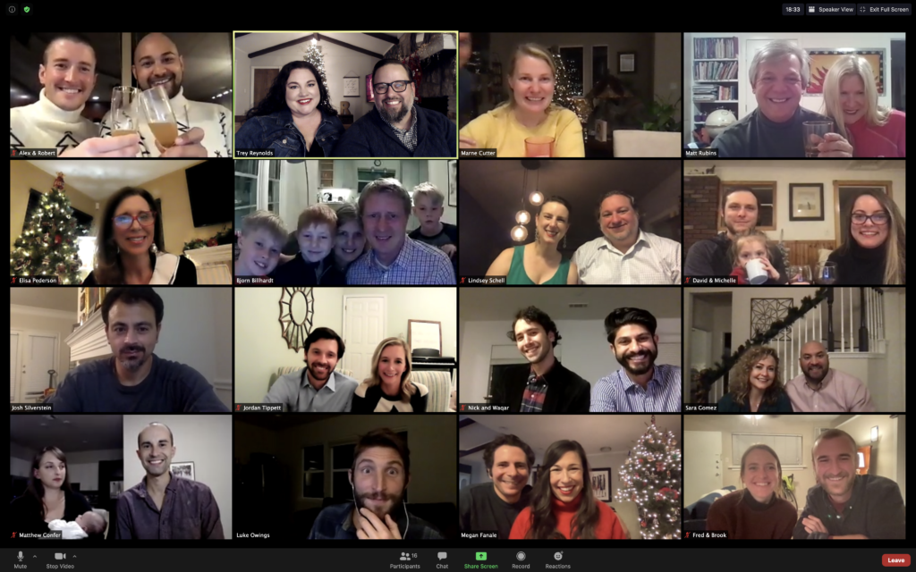 Abilitie team enjoying a virtual holiday party on Zoom