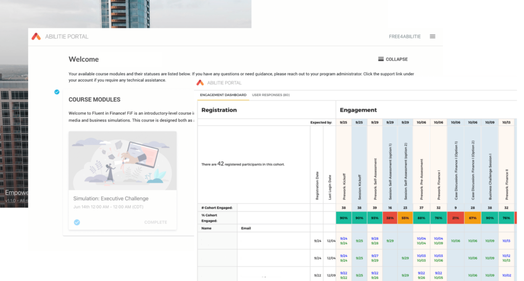 Abilitie Program Dashboard for Learning & Development program managers